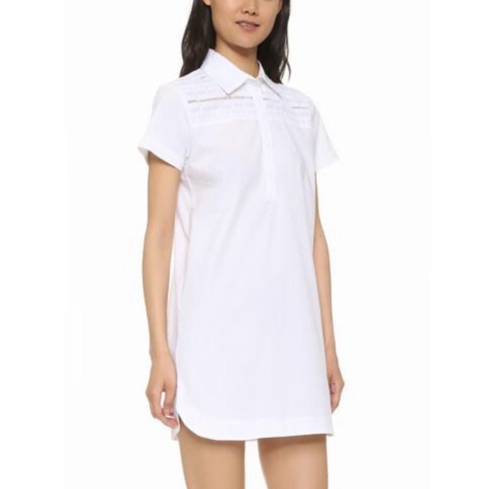 Cupcakes & Cashmere White Embroidered Cotton Collared Shirttail Mini Dress Sz S